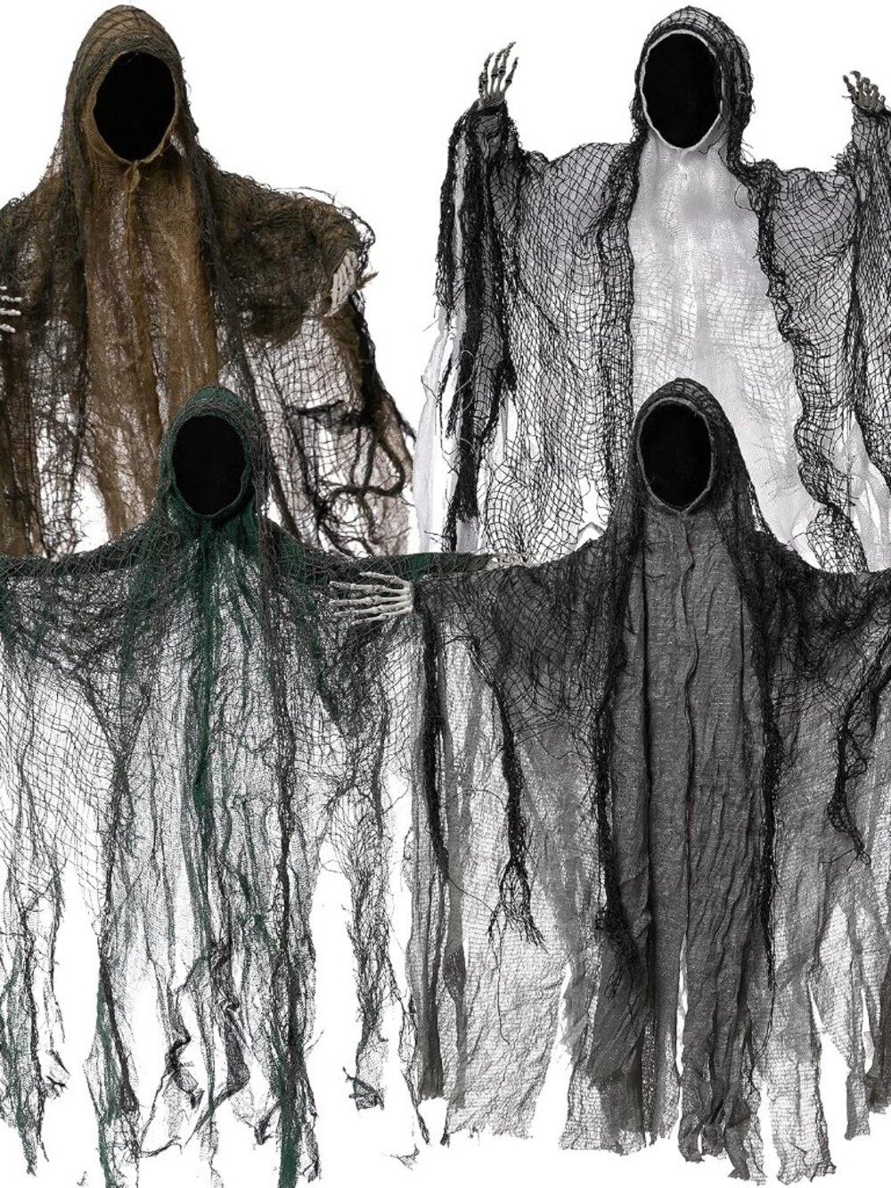 4 Pack 19'' Halloween Hanging Ghost Decoration Outdoor, Faceless Grim Reaper Set
